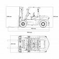 Чертеж Вилочный погрузчик Aurora Forklift CPCD50-W2K2, 5т, дизельный