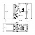 Чертеж Электропогрузчик трехопорный Aurora Forklift FBT16-FENQZC, 1.6т, Кислотный